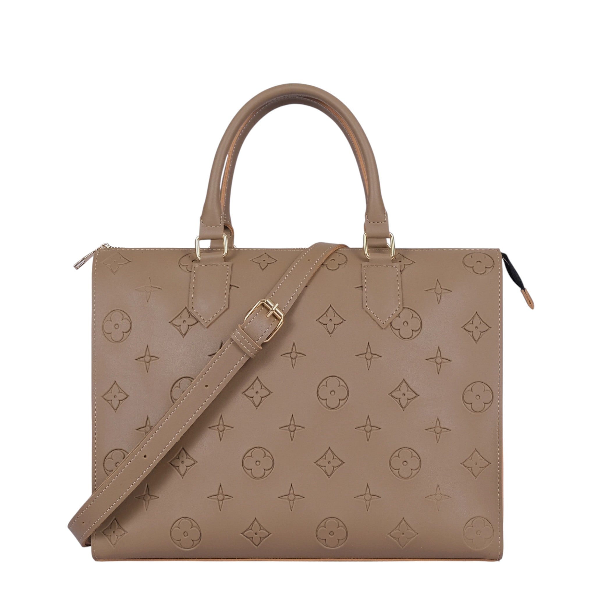 Women's Brown Faux Leather On-the-Go Handbag with Adjustable Strap