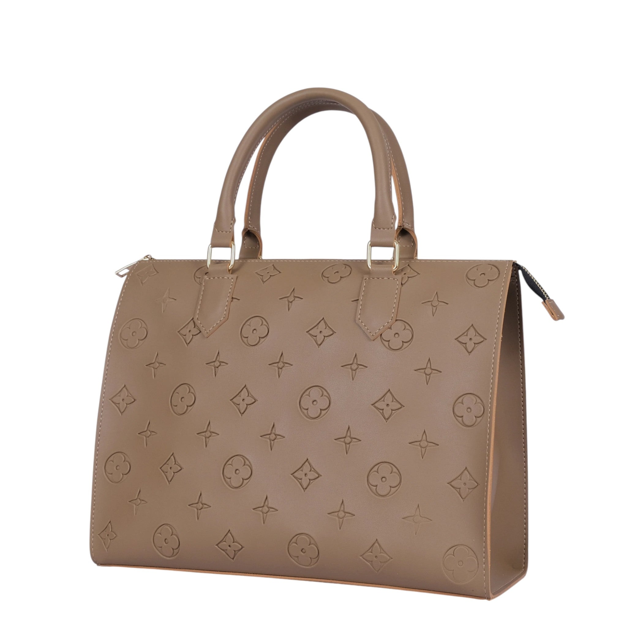 Women's Brown Faux Leather On-the-Go Handbag with Adjustable Strap