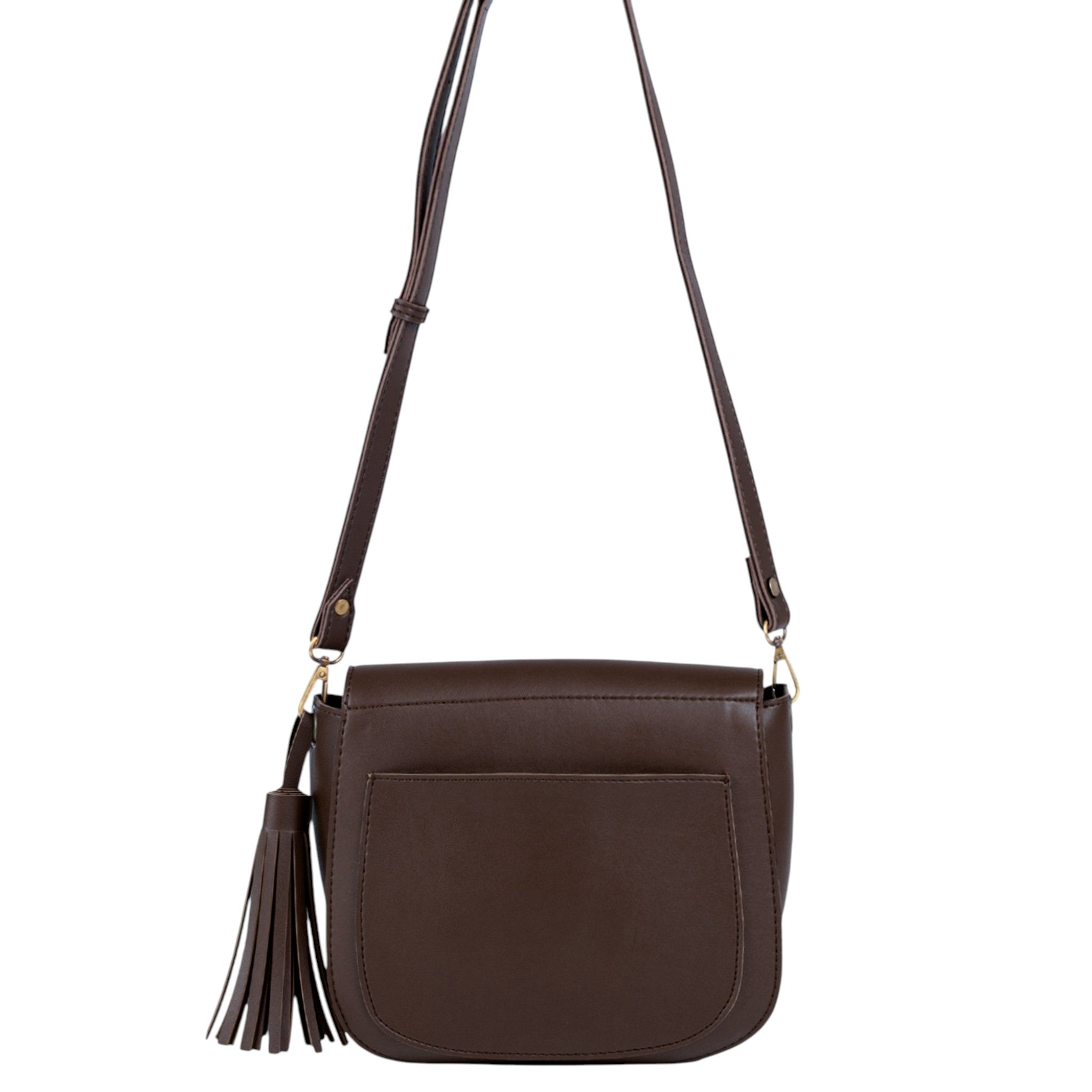 Dark Brown Fold Over Shoulder Bag