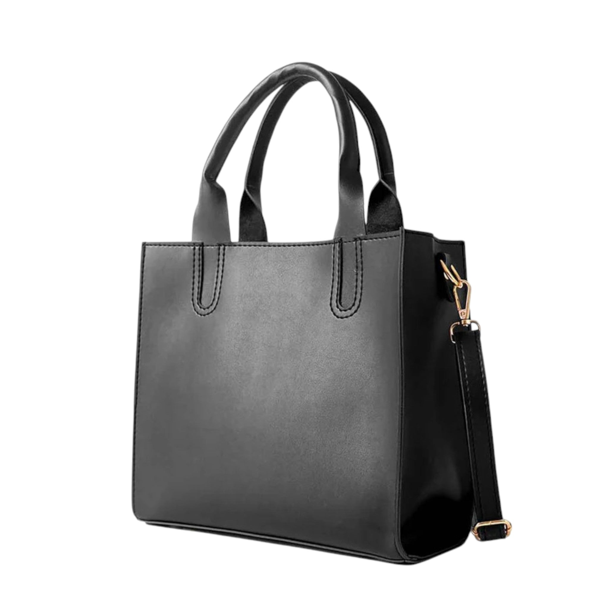 Leather Service Zip Closure Black Bag